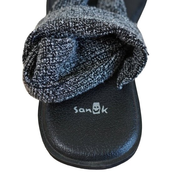 Sanuk Womens Yoga Sling Ella Sandals Size 6-7  Black‎ & Gray Stretch Knit - Picture 4 of 6